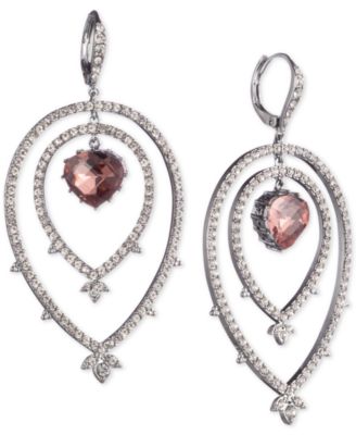 Jenny Packham - Hematite-Tone Pav&eacute; & Stone Orbital Drop Earrings