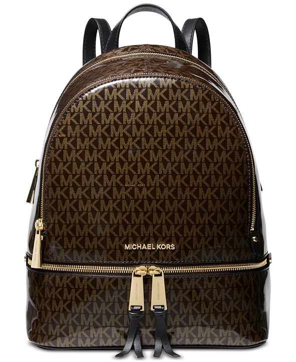 Michael Kors Signature Glossy Rhea Zip Backpack, Created for Macy's ...