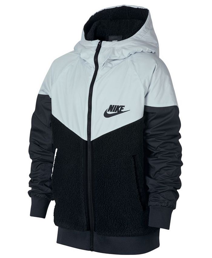 Nike Big Boys Sportswear Hooded Windrunner Faux-Sherpa Jacket - Macy's