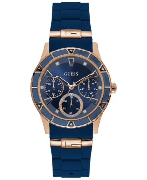 image of Guess Women-s Blue Silicone Strap Watch 38mm