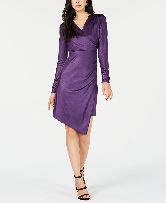 Bar III Liquid Shine Wrap Dress, Created for Macy's Macy's