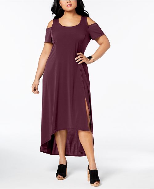 NY Collection Plus Size Cold-Shoulder Maxi Dress - Women - Macy's