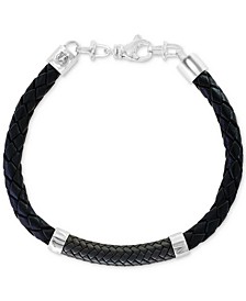 EFFY® Men's Leather Bracelet in Sterling Silver