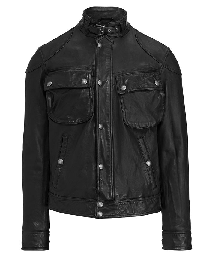 Polo Ralph Lauren Men's Leather Biker Jacket & Reviews - Coats ...