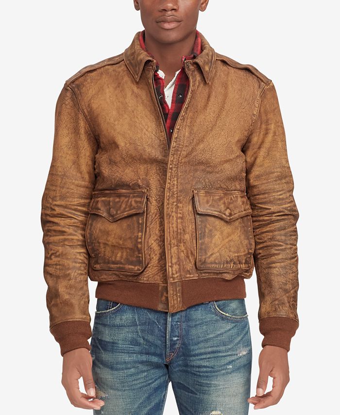 Polo Ralph Lauren Men's Leather Bomber Jacket & Reviews - Coats & Jackets -  Men - Macy's