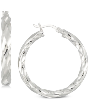 image of Simone I. Smith Textured Hoop Earrings in 18K Yellow Gold Over Silver or Sterling Silver