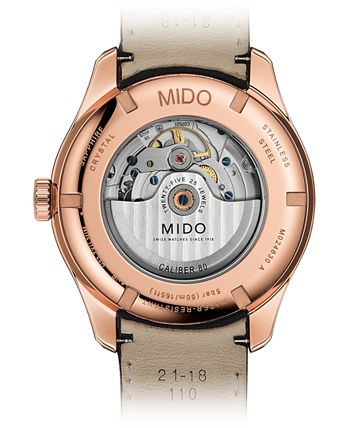 Mido - Men's Swiss Automatic Belluna II Brown Leather Strap Watch 42.5mm