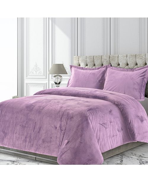 Tribeca Living Venice Velvet Oversized Solid King Duvet Cover Set