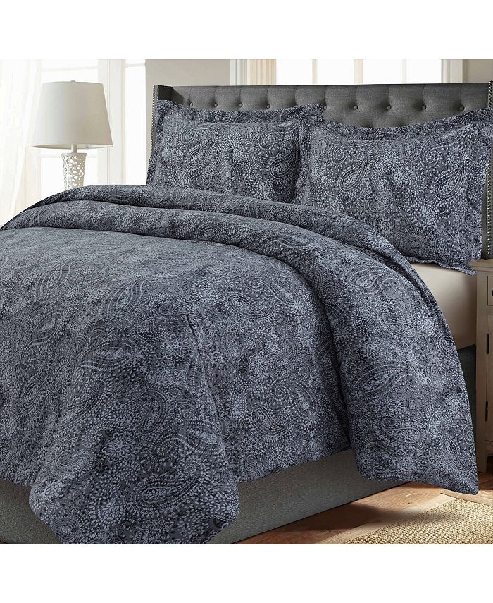 Tribeca Living Madrid Printed Oversized Queen Duvet Cover Set Macy's