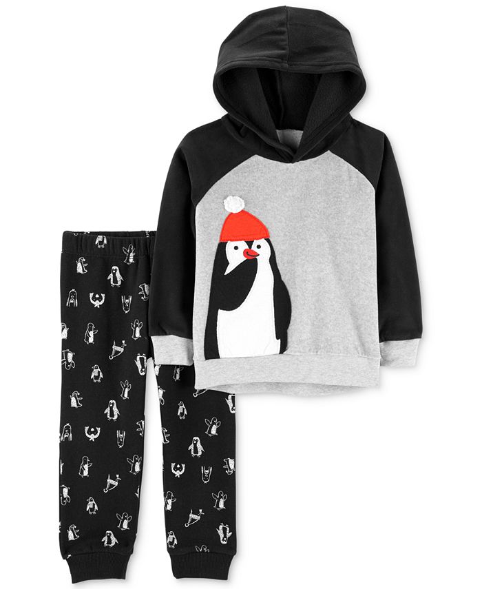 Carters Sweatshirt and Denim Pants Size 18 Months Penguin Two Piece Set 