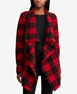 plaid wool cardigan