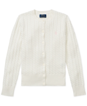POLO RALPH LAUREN BIG GIRLS CABLE-KNIT COTTON CARDIGAN 