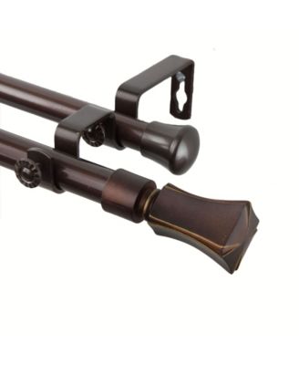 Rod Desyne - Fort Double Curtain Rod 13or16 inch dia 48-84 inch - Cocoa