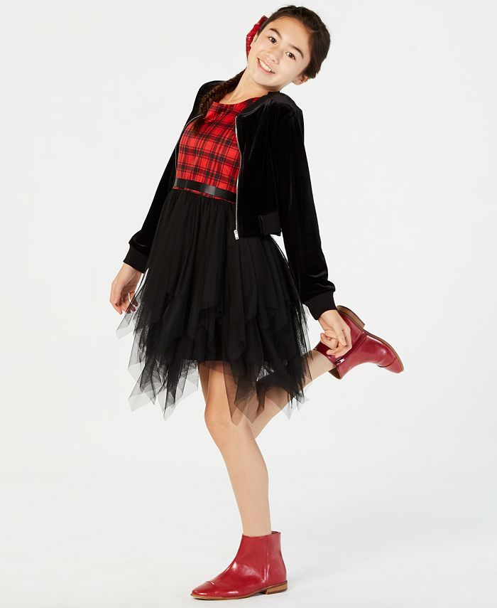 Beautees Big Girls 3 Pc. Bomber Jacket Dress Bow Set Macy s