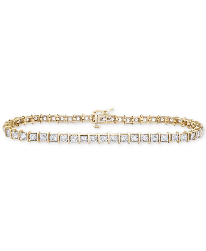 Macy's Diamond Miracle Plate Tennis Bracelet (1 ct. t.w.) in 10k Gold