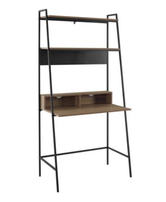 Walker Edison - 36 inch Metal and Wood Ladder Desk in Mocha