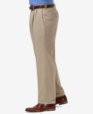Men's Premium Comfort Stretch Classic-Fit Solid Pleated Dress Pants