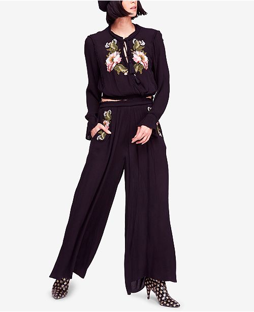 Free People Wonderland Embroidered Pant Set Reviews Pants Leggings Women Macy S