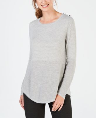 Charter Club - Mixed-Knit Pleated-Back Sweater