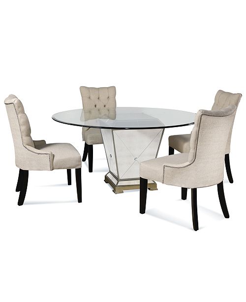 Furniture Marais Round Dining Room Furniture Collection, Mirrored