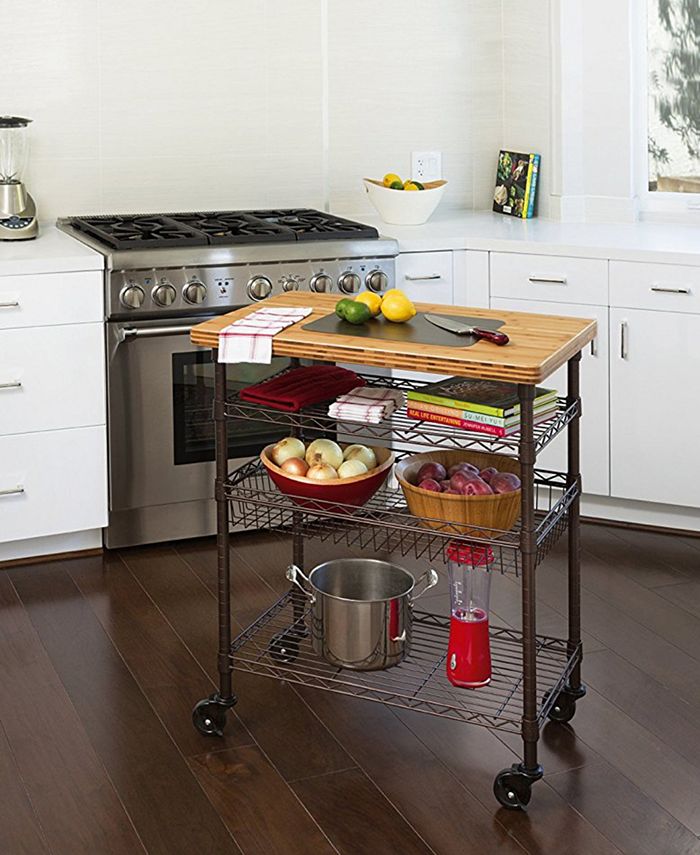 Seville Classics Kitchen Work Table Cart With Bamboo Top Macy's