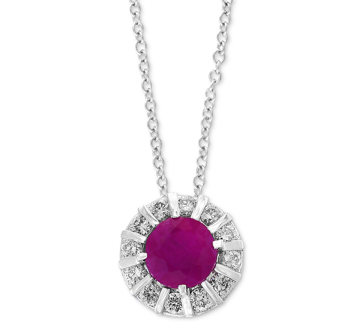 Shop Effy Collection Effy Sapphire (3/4 Ct. T.w) & Diamond (1/4 Ct. T.w) 18" Pendant Necklace In 14k White Gold (also Ava In Ruby,white Gold