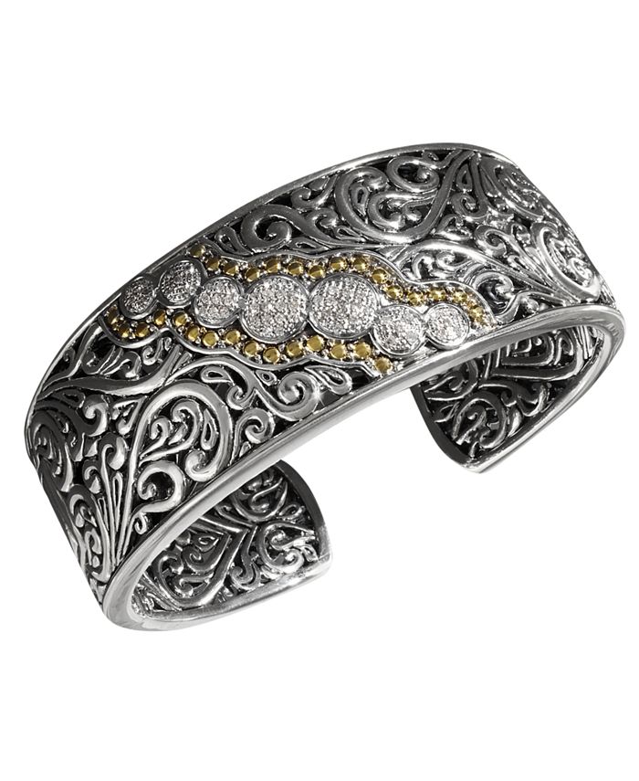 EFFY Collection - Diamond Round Swirl Diamond Cuff (1/4 ct. t.w.) in 18k Gold and Sterling Silver