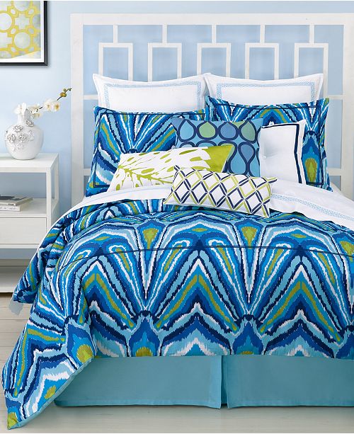Trina Turk Closeout Blue Peacock Comforter And Duvet Cover Sets