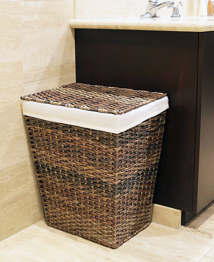Seville Classics Handwoven Lidded Laundry Hamper With Canvas Liner Macy's