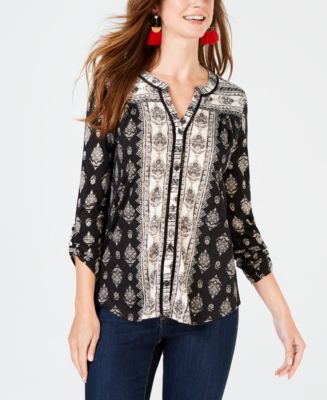 Style & Co Mixed-Print Top, Created for Macy's - Macy's