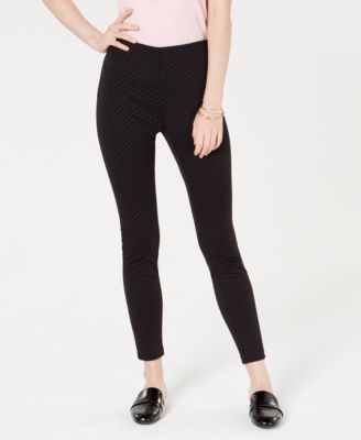 Maison Jules - Flocked Dotted Skinny Pants