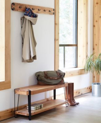 Ryegate Natural Live Edge Solid Wood With Metal Wall Coat Hook