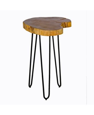 Hairpin Natural Live Edge Wood with Metal 20" Round End Table