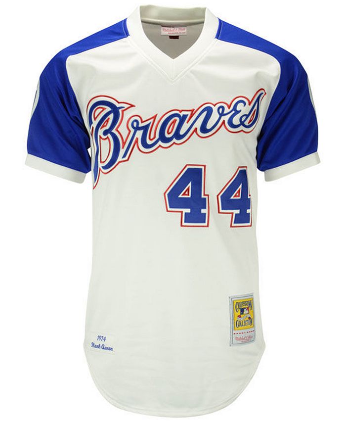 Retro Atlanta Braves Hank Aaron Blue Mens Size XL Baseball Jersey