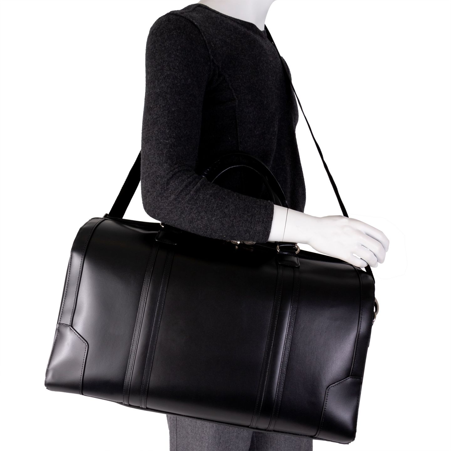 Сумка McKlein Kinzie 20" Leather Duffel, цвет: Чёрный — фото 7