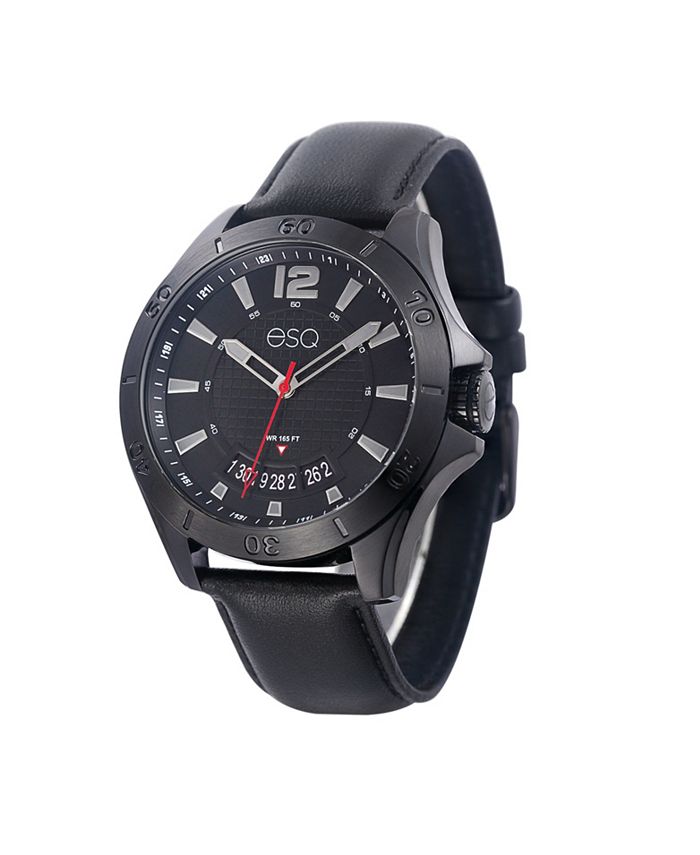 ESQ Men's Black IP Stainless Steel Watch with Black Dial and Date ...