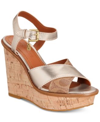 coach cross band high wedge sandal