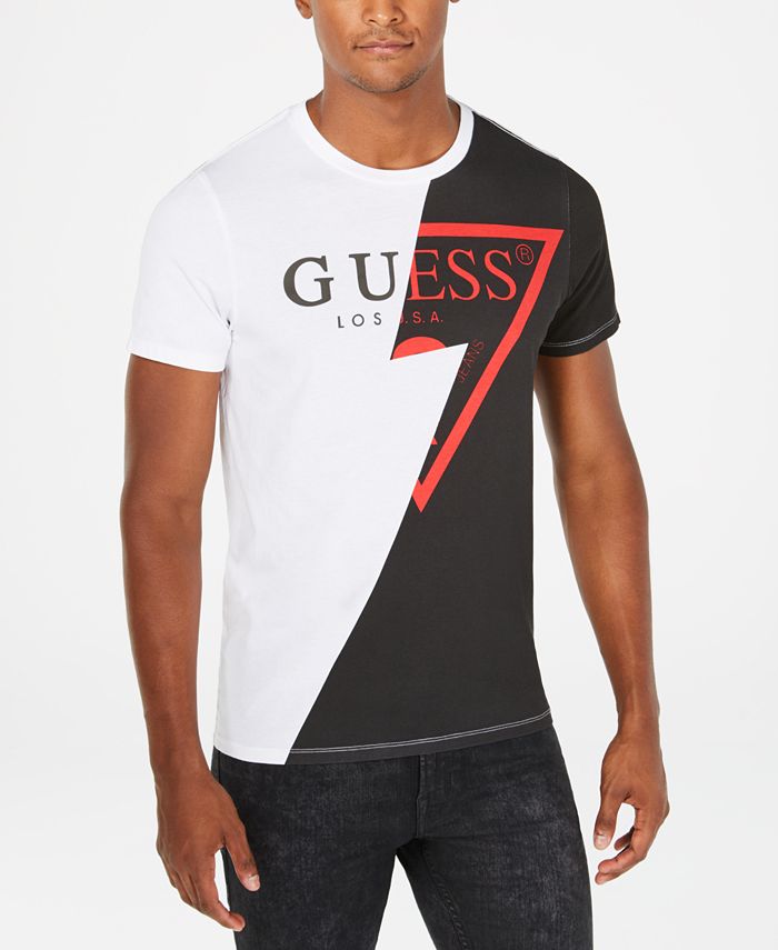 GUESS Mens Spliced Logo Graphic T-Shirt - Macy's