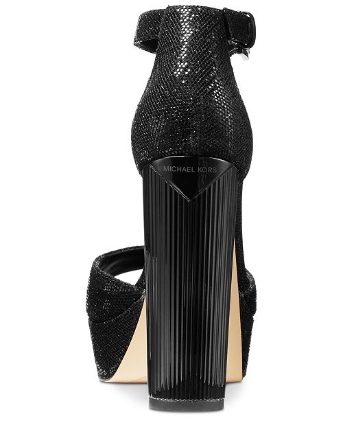 Michael Kors Paloma Metallic Block-Heel Sandals - Sandals & Flip Flops ...