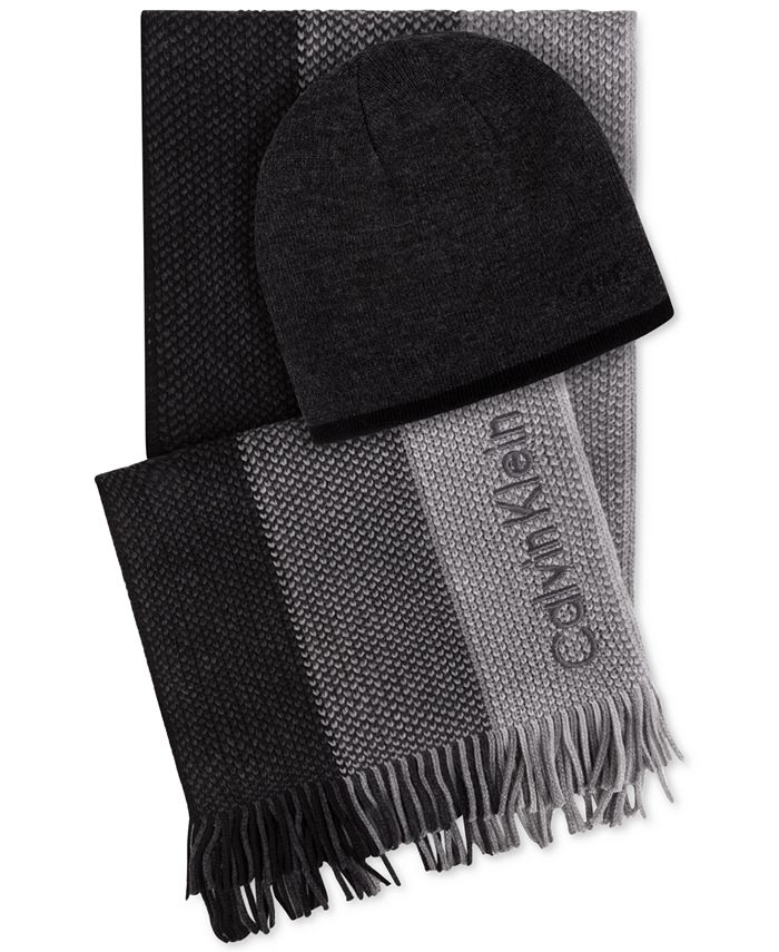 Calvin Klein Men's Hat & Ombré Scarf Set, Created for Macy's & Reviews -  Hats, Gloves & Scarves - Men - Macy's
