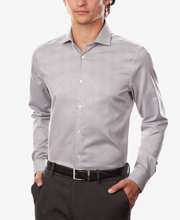 Calvin Klein Men's Slim-Fit Non-Iron Stretch Performance Dress Shirt Red Size 17 32-33
