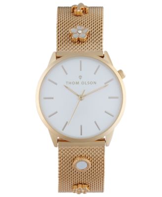 Thom Olson - Women's Gold-Tone Mesh Bracelet Watch 34mm