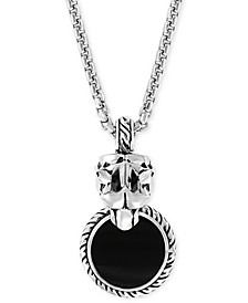 EFFY® Men's Onyx (15mm) & Diamond Accent Panther 20" Pendant Necklace in Sterling Silver