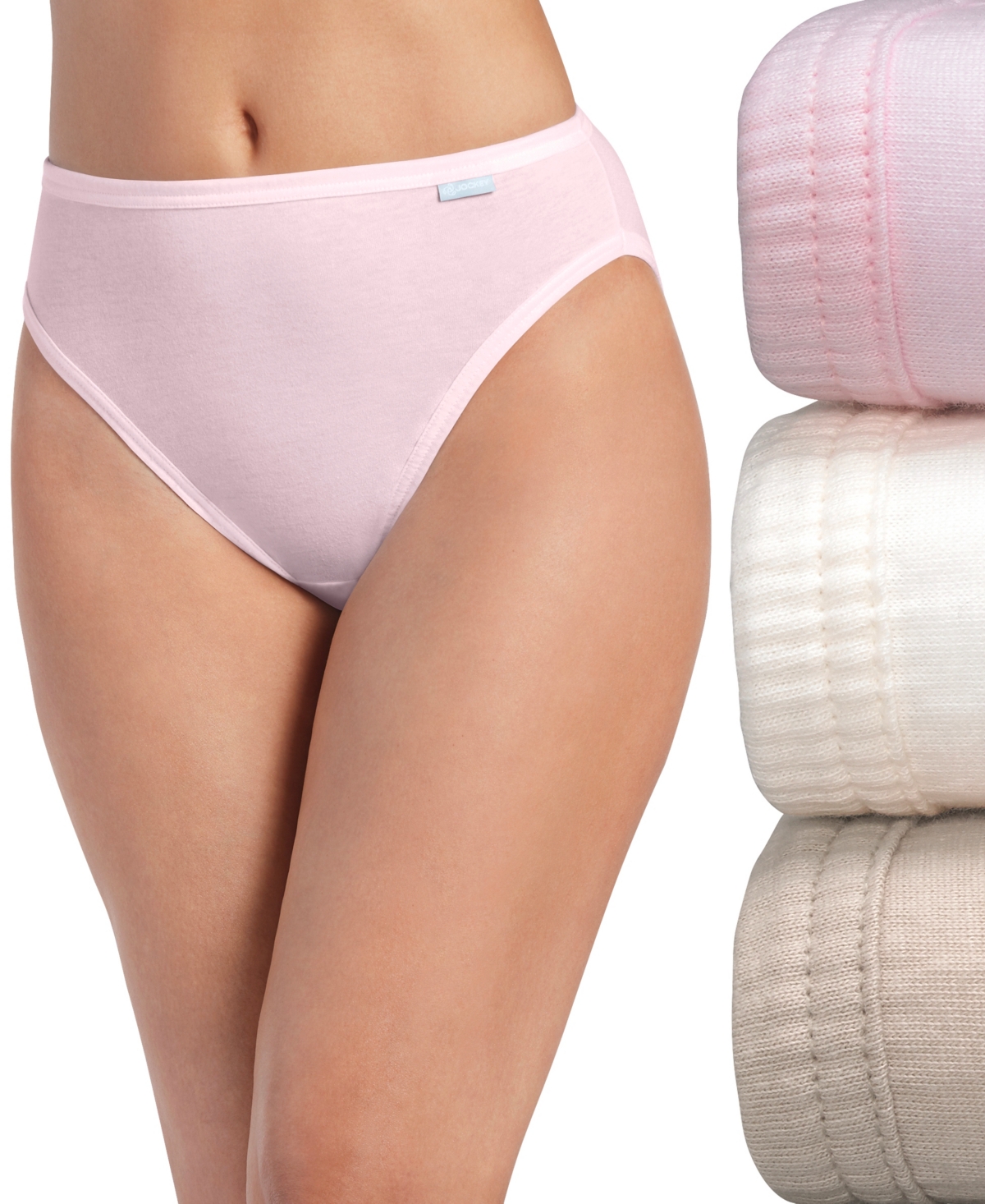 Jockey Elance French Cut 3 Pack Underwear 1485 1487, Extended Sizes In Ivory,sand,pink Pearl