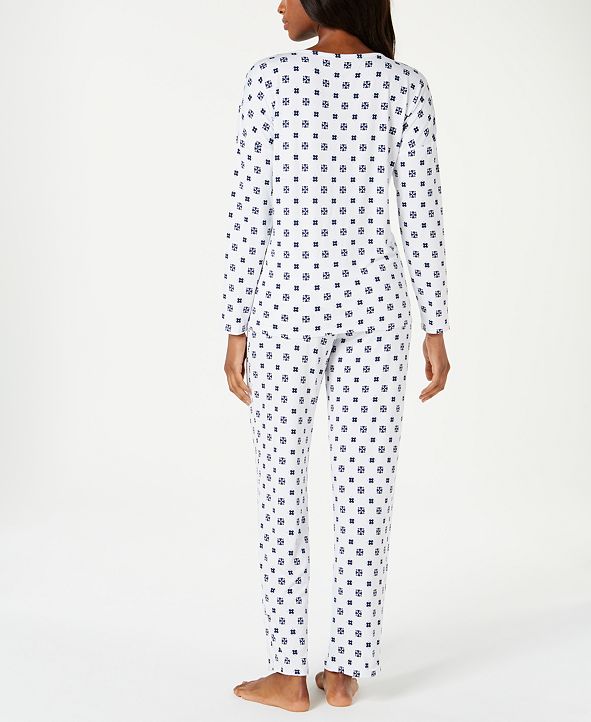 Alfani Lace-Up Printed Knit Pajama Set, Created for Macy's & Reviews ...