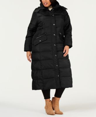 London Fog Plus Size Faux-Fur-Trim Maxi Puffer Coat