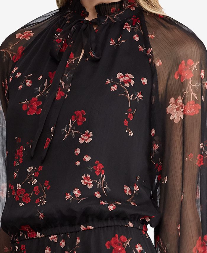 Lauren Ralph Lauren Floral-Print Georgette Dress - Macy's