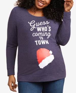 image of Motherhood Maternity Plus Size Guess Who-s Coming To Town Christmas Maternity T-Shirt
