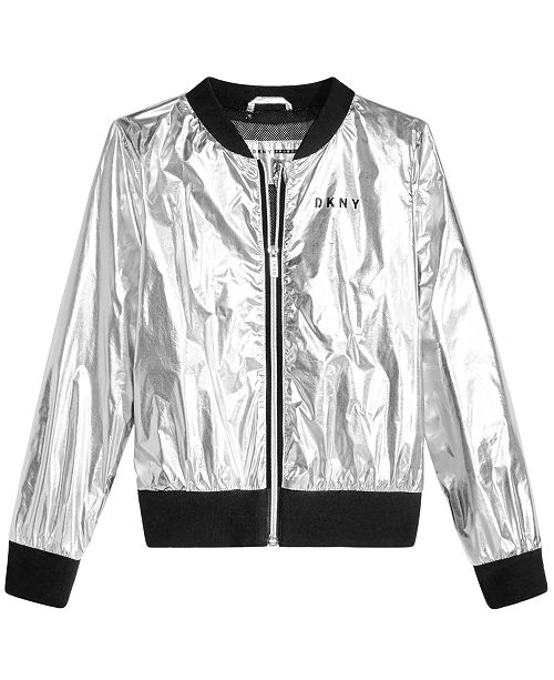 DKNY Big Girls Metallic Bomber Jacket & Reviews - Coats & Jackets ...