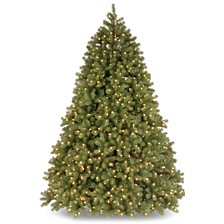 National Tree 7 .5' Feel Real Deluxe Downswept Douglas Fir Hinged Tree with 1200 Dual Color LED Lights and Power Connect